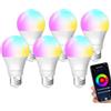 ANTELINK Lampadina Wifi Smart LED Dimmerabile RGB 9W 806lm Compatibile con Alexa Google Home, Bianco Freddo Caldo 2700K~6500K Tuya APP, 6 Pz.