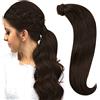 RUNATURE Coda Capelli Extension 12 Pollice/30cm Coda Capelli Veri Clip Cavallo Extension Ponytail Naturale Vera Remy Human Hair #2 Marrone Più Scuro 70g