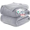 WAVVE Plaid Coperta Pile di Flanella 260gsm - 220x240 cm, Grigio Chiaro - Pled Divano Pelosa Letto Matrimoniale King 240x220 - Copridivano di Microfibra Calda e Morbida