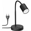 ledscom.de Lampada da tavolo WAIKA, collo d'oca, interruttore, nero, 1x GU10 max. 60W