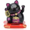 HERCHR Gatto di Benvenuto ad Energia Solare, Fengshui Braccio Oscillante del Gatto Portafortuna Decorazioni per Casa e l'Auto, 6,5 × 7 × 8 cm(Nero)