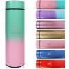 Teddy's Suite BOTTIGLIA IN ACCIAIO INOX 500 ML CON INDICATORE DI TEMPERATURA DIGITALE SENZA BPA (VERDE-ROSA)