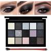 Erinde Palette di ombretti nero smoky, nero opaco glitterato, palette per ombretti gotici, in 15 colori, resistente all'acqua e a lunga durata (1 pennello)