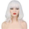 OKVGO - Parrucca corta con parrucca, per cosplay, feste e uso quotidiano, colore: Bianco