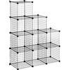 HOMCOM Mobile Libreria Salvaspazio,Organizzatore a 9 Cubi per Vestiti e Giocattoli di Bambini, Scaffale Portaoggetti, Libreria, Scarpiera in Rete con Pannelli in Acciaio e PP, 35x35x35cm, Nero