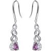 Qings Orecchini Pietra Portafortuna Infinito - Orecchini Febbraio Ametista Viola Pendenti Donna Argento 925 Zirconia Cubica Orecchini Scintillanti Twist Stroili Regalo di Gioielli per Ragazze Donne