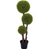 HOMCOM Pianta di Bosso Artificiale a 3 Sfere con Vaso Incluso e Fondo Rinforzato, Altezza 115 cm