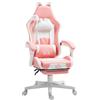 HOMCOM Sedia da Gaming Ergonomica con Orecchie da Gatto, Poggiapiedi, Supporto Lombare e Cervicale, Rosa