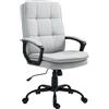 HOMCOM Poltrona da Ufficio Girevole Ergonomica con Braccioli e Schienale, Sedia Ufficio Imbottita Altezza Regolabile e Dondolo, Grigio|Aosom Italy