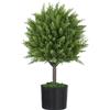 HOMCOM Pianta Finta Albero Cedro con Vaso Incluso per Interno ed Esterno, Altezza 55 cm, Verde