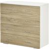 HOMCOM Cassettiera con 4 Cassetti in Legno e Maniglie in Alluminio, 76x35x72 cm, Bianco e Rovere | Aosom Italy