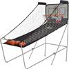 HOMCOM Canestri Basket con Tabellone LED, 4 Palloni e 8 Modalità di Gioco, 205x110x205 cm, Bianco e Nero