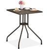 Relaxdays Tavolino da Giardino, HLP: 75x61x61 cm, Tavolo Quadrato da Balcone, Plastica Effetto Legno e Acciaio, Marrone