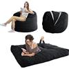 MAXYOYO - Poltrona a sacco, poltrona convertibile che si trasforma da poltrona in letto; grande divano con morbido rivestimento in microfibra, perfetta per il salotto o per giocare, nero, 1 piazza e