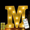 HONPHIER® Lettere lampada a forma di lettera con telecomando, lampada a LED, illuminazione lettera, luce notturna, decorazione per compleanno, festa, matrimonio (M)