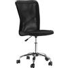 Easycomfort Sedia da Ufficio Ergonomica Senza Braccioli, Tessuto Traspirante a Rete, Altezza Regolabile e 5 Ruote, 43x58x90-100cm, Nero