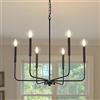 WayLuoung Lampadario Moderno A Sospensione A Soffitto, Lampadario Industriale A 6 Luci Nero Per Sala Da Pranzo, Lampada A Sospensione A Candela Rustica Per Isola Cucina, Soggiorno