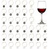 SUPERFINDINGS 2 Stili Lettere 26pcs Lettere Nere e 10pcs Numeri Bianchi 50pcs Anelli di Fascino per Bicchieri da Vino Anelli per calici Bicchieri da Vino Cocktail Champagne