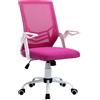 Vinsetto Sedia da Ufficio Ergonomica con Braccioli e Supporto Lombare, Poltrona Ufficio Girevole e Altezza Regolabile in Tessuto Rosa|Aosom