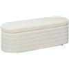 HOMCOM Panca Fondo Letto in Tessuto Teddy con Vano Contenitore per Ingresso e Camera, 116x41x40.5cm, Crema