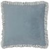 furn. Wylder Solene Ruffle Copricuscino - Velluto Pastello Morbido Bordo A Righe Fodera Decorativa (Blu - 45x45cm)