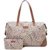 Jadyn B Luna Duffel - Borsone da viaggio o sport, 54 cm, 37 l, con astuccio con cerniera, Macchia di ghepardo, 37 L, Borsone Softside con accenti in finta pelle
