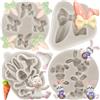 MYPRACS Set di 4 stampi in silicone per uova di Pasqua, coniglio, orecchie da coniglio, cioccolato, fondente, decorazioni per torte, topper per cupcake, pasta di gomma