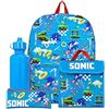 Sonic The Hedgehog Zaino 3 Pezzi | Zainetto, Astuccio, Bottiglia Acqua, Porta Pranzo | Zaino Scuola | Blu