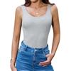 Aottori Canotta Donna Senza Maniche Canottiera con Collo Rotondo Elegante Top a Costine Estive Camicetta Aderente Elasticizzata Camisole Sexy Verde Chiaro XXL