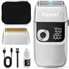 KEMEI Rasoi elettrici KEMEI da uomo, | Rasoio da uomo senza fili con display LCD, ricaricabile tramite USB, con regolabarba pop-up, modello KM 2028, argento