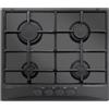 Glem GT64NC - Piano cottura a gas, n° 4 fuochi, 60x50 cm, nero
