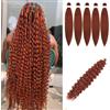 Ohobloom Hair Brown Braiding Hair Pre Stretched Boho Kanekalon Prestretched Braids for Bohemian Ez Braid Micro Curly Deep Wave