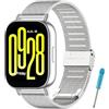 CHULN Cinturino Metallo Compatibile con Redmi Watch 5 Active/Redmi Watch 5 Lite, Regolabile Acciaio Inossidabile Braccialetto per Smartwatch, Argento, 110 mm