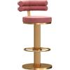 Generic Sgabello da bar girevole in velluto con schienale regolabile in altezza sedia da bar con telaio spesso e base rotonda rotazione a 360° con sollevamento meccanico rosa, misura 65 80 cm