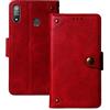 Dingshengk Rosso Retro Vera Pelle Case per BRONDI Amico Smartphone XL Nero 6 Custodia Caso Premium Leather Cover Flip Guscio Protettiva Copertina Portafoglio Magnetico Anti Urto e Anti Graffi