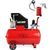 A.M.C. AMC Compressore ad aria da 50 litri pressione 8 bar elettrico coassiale 2 Hp incluso Kit Accessori salva spazio motore potente termicamente silenziato protetto con Carcassa esterna in alluminio