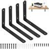 Hmkesoteric 4 Pz Staffe per Mensole Pesanti Nere, Reggimensola, Supporto Reggi Mensola da Muro, Staffa per Mensola Staffe a L Angolari Metallo per Montaggio Mensola Legno, 200 x 140 x 24mm