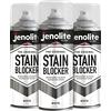 JENOLITE Vernice spray antimacchia | Bianco | 3 x 400 ml | Vernice sigillante per umidità | Vernice antimacchia per pareti e soffitti | Blocca istantaneamente le macchie per una protezione duratura