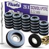 Filzada® 26x Piedini per Mobili in Teflon da avvitare - Ø 22 mm (tondo) - Pattini per mobili/pattini per moquette in PTFE (teflon) incl. viti