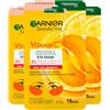 Garnier SkinActive Vitamin C Maschera Contorno Occhi Illuminante Per Tutti Tipi di Pelle con Vitamina C Acido Ialuronico in Tessuto Biodegradabile - 3 confezioni da 1 applicazione