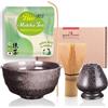 Goodwei Matcha Set Tè Vert Matcha BIO Giapponese con Frusta di Bambù, Tazza Matcha e Portafrusta in Ceramica, | Ciotola Matcha Artistica | Confezione Regalo (Goma)