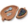 com-four® Set di vassoi da 2 Pezzi in Legno di Acacia - taglieri Decorativi a Forma di Foglia - vassoi da Portata - Vassoio in Legno in 2 Misure - Piatti da Portata per Snack (2 Pezzi - Foglio)