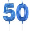 mciskin Candele blu reale per 50° compleanno, candela 3D numero 50 per torta, decorazioni per 50° compleanno per donne uomini, candele decorazioni blu Torta Topper per feste Suppie
