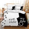 Gegeryozer Cat Side and My Side Set di biancheria da letto 200 x 200 cm, motivo romantico nero e bianco, 1 copripiumino in microfibra e 2 federe da 50 x 75 cm (CAT 1, 200 x 200 cm)