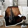 Loussiesd Coperta per chitarra,a tema musica rock,coperta in pile per divano letto,divano e chitarra elettrica,in peluche,coperta singola in rétro di mattoni,per la stanza dei bambini,76,2 x 101,6 cm
