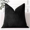 Artscope 1 Pezzi Federe per Cuscini in Velluto a Coste Elegante Copricuscini Decorativo per Domestica Soggiorno Camera da Letto Divano 60x60cm, Nero