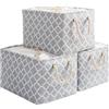 OUTBROS Cesto Portaoggetti Pieghevole Confezione da 3, 38 x 28 x 26 cm Scatola con Coulisse e Manici, Organizer Armadio in Tessuto, Lanterna/Grigio
