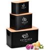 EOPUOZS Porta Patate Cucina, Set di 3 Contenitore per Patate, Cipolle e Aglio con Coperchio in Bambù e Fori di Ventilazione, Contenitori Salvaspazio Cucina Design Retrò Design Retrò (Nero)