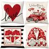 RANJIMA Valentine Federe per Cuscini 45x45, Fodere per Cuscini Quadrati, di 4 Federe Decorative per Patio Divano Divano Poltrona Letto Decorazioni Cuore Rosso Cuscino per Buon San Valentine