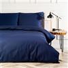 VEL VET HOME VelvetHome Deluxe Set Copripiumino Singolo 155x220 e Federa 80x80 100% cotone traspirante certificata Oeko-Tex Biancheria da letto 155x220cm di alta qualità con chiusura lampo 2 pezzi Blu marino